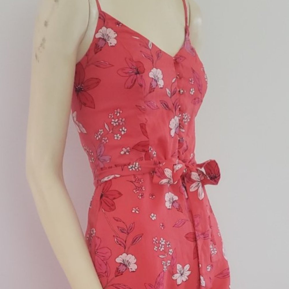 pink floral jumpsuit sz 2 linen blend Banana Republic